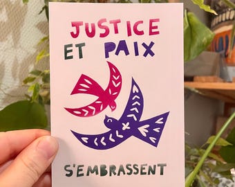 Tirage A6 - carte postale Justice et paix