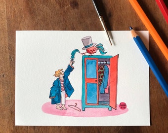 Aquarelle sur papier A6 - costume