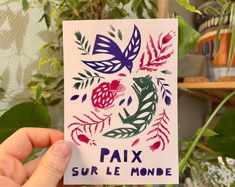 Tirage A6 - carte postale Paix sur le monde - Jour