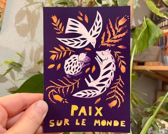 Tirage A6 - carte postale Paix sur le monde - Nuit