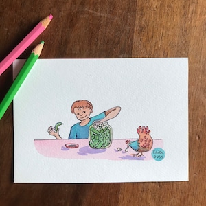 Aquarelle sur papier A6 - aigre-doux