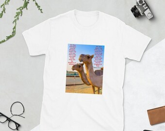 Kamel Tshirt, Bibel Vers T-Shirt, Herren Kamel T-Shirt, Damen Kamel T-Shirt