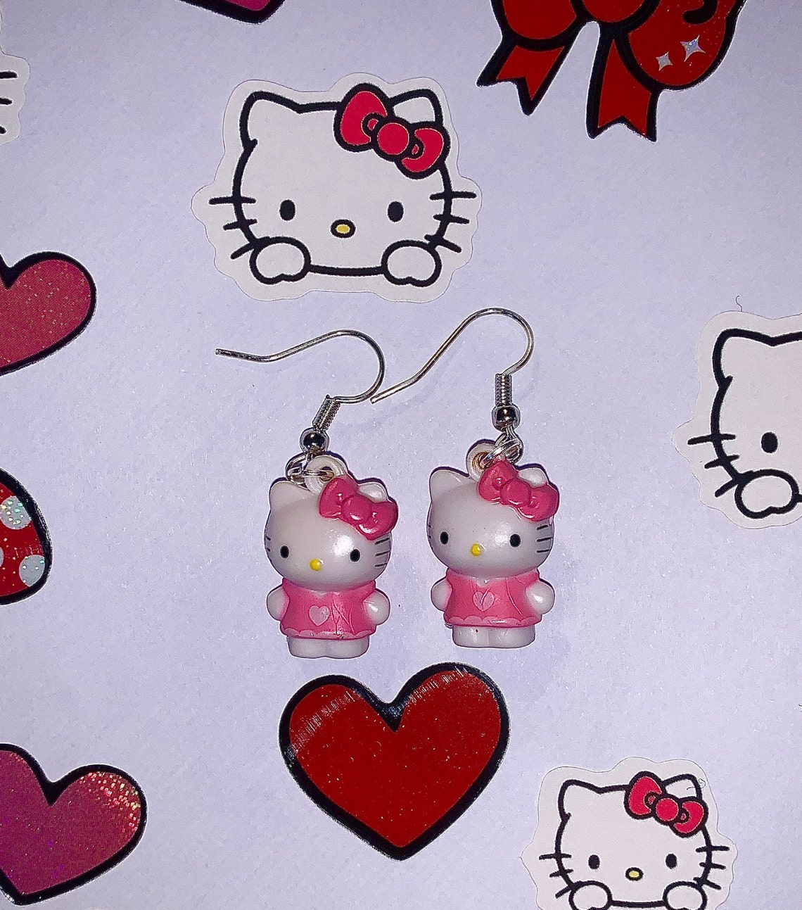 Hello kitty pink charm earrings Etsy