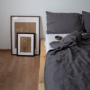 100% French Linen Elegant Duvet Cover | Organically Grown in France | Duvet Cover with Corner Ties | White Khaki Green Grey