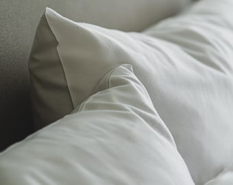 Funda de almohada 100 % algodón / Suave y silenciosa / Materiales sedosos / Azul, blanco y gris
