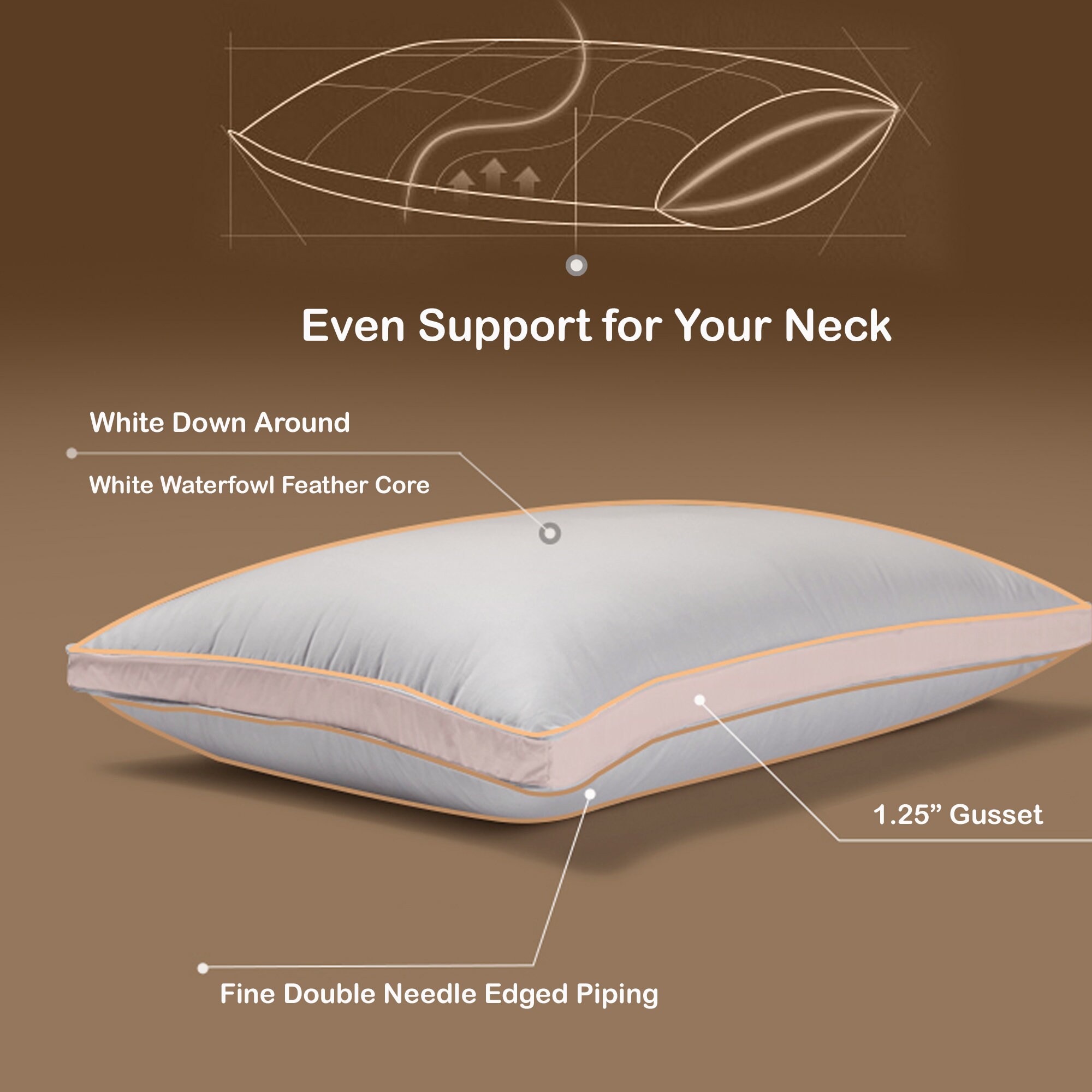 Down Touch Pillow White Down Pillow With Feather Layer for Extra