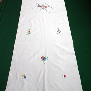 Vintage embroidered valance, vintage panel with hand embroidery, vintage window or door panel, handmade valance