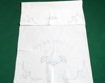 Vintage schwedisches Überhandtuch, Vintage besticktes Überhandtuch, besticktes Handtuch, Handstickerei, Handdukar, skandinavisches Handtuch