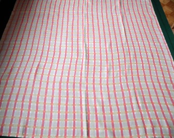 Vintage linen tablecloth, big square tablecloth, linen tablecloth, linen check tablecloth