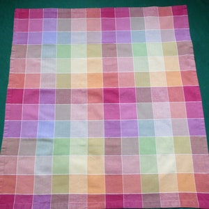 Vintage cotton square tablecloth, vintage check tablecloth, colorful checker tablecloth, checker table topper, vintage square tablecloth