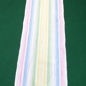 Vintage linen table runner, woven linen table runner, linen table topper, Swedish rainbow table runner, striped table runner