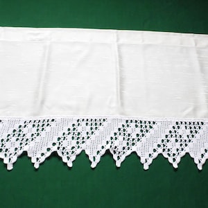 Vintage crochet curtain, crochet valance, lace curtain, window lace curtain, crochet filet curtain, filet curtain, beige crochet valance