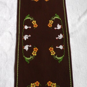 Vintage Easter table runner, Easter table topper, kitchen table topper, hand embroidery, cross stitch
