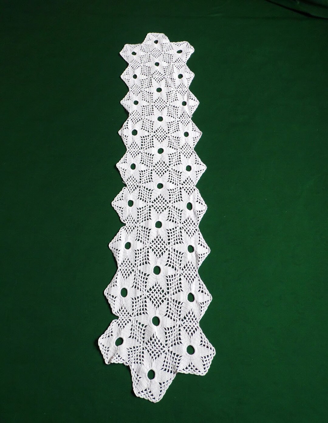 Vintage Crochet Table Runner, Crochet Table Topper, Crocheted Table