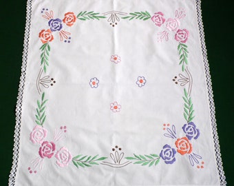 Vintage florale Tischdecke, bestickte Tischdecke, schwedische Vintage, florale Tischdecke, Tischdecke mit Handstickerei, Blumen