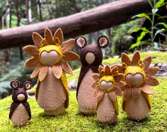 Lion and Bear Digital Clothes Pattern for Steiner Inspired Peg Dolls, Lion Family, Bear Family