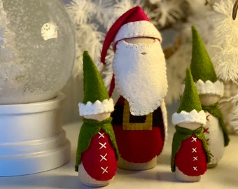 Santa Claus and Christmas Elf Digital Clothes Pattern for Steiner Inspired Peg Dolls