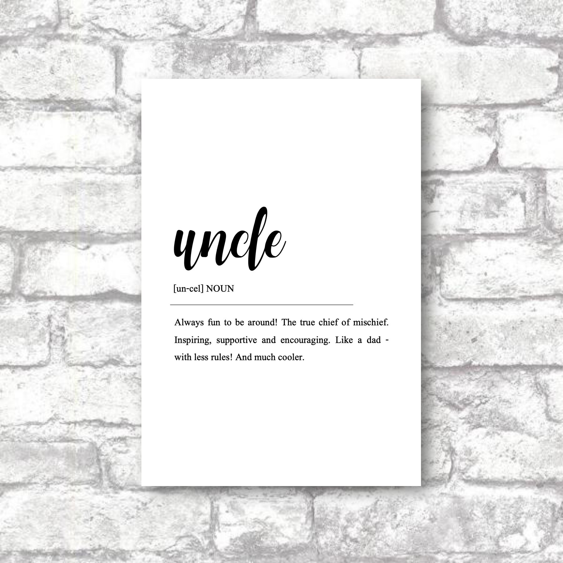 Uncle Definition Script Quote Print Uncle Definition Print Etsy