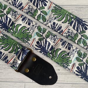 Nature guitar strap / Electric bass and acoustic guitar strap / Green guitar strap / Vintage guitar strap / Art guitar strap / Handbag strap