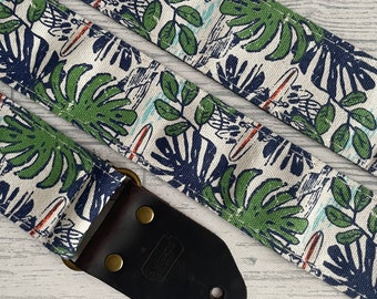 Nature guitar strap / Electric bass and acoustic guitar strap / Green guitar strap / Vintage guitar strap / Art guitar strap / Handbag strap