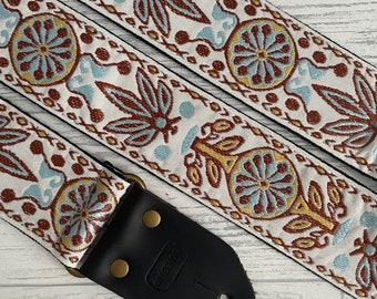 White western guitar strap / Electric bass and acoustic guitar strap / Woven guitar strap / Vintage guitar strap / Retro guitar strap / Art