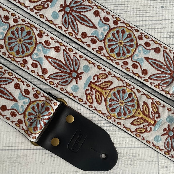 White western guitar strap / Electric bass and acoustic guitar strap / Woven guitar strap / Vintage guitar strap / Retro guitar strap / Art