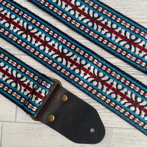 Blau roter Gitarrengurt / Vintage Gitarrengurt / Gurt für E-Bass / gewebter Gitarrengurt / Handtasche / Gitarrengurt