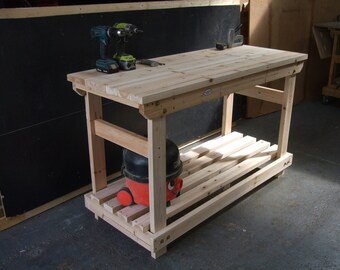 5ft work bench wooden heavy duty hand made