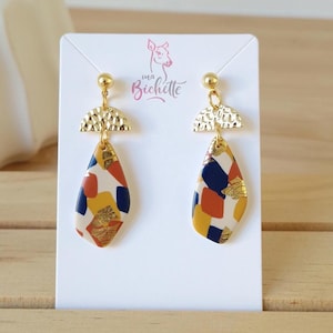 Earrings, &quot;Yao Pa-karang&quot; model, handmade in France, attachment gilded with 24k fine gold