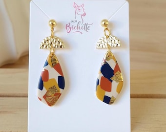 RE-EDITION Earrings, "Yao Pa-karang" model, handmade in France, 24k gold-plated clasp
