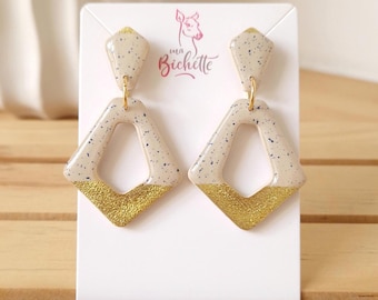 NEW Earrings, handmade in France, "Terrazzo Si Thong" model - Original design by Sunisa, French-Thai artist