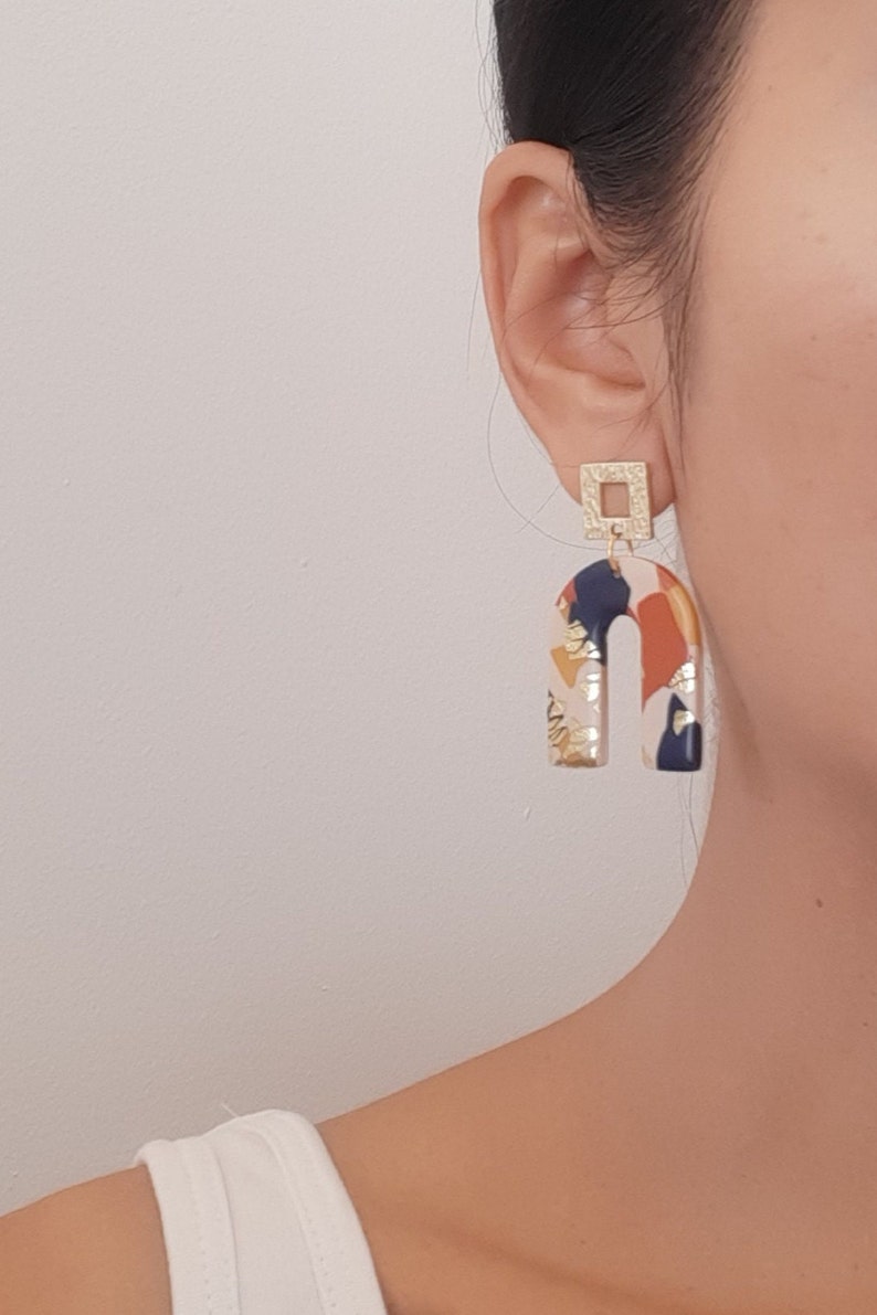 Boucles d'oreilles, fait main en France, modèle U Pa-karang Création unique et originale, by Sunisa, artiste franco-thaïe image 2