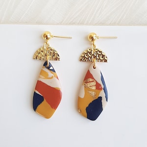 Earrings, "Yao Pa-karang" model, handmade in France, gilded fastener with 24k fine gold