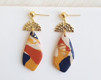 Earrings, "Yao Pa-karang" model, handmade in France, gilded fastener with 24k fine gold