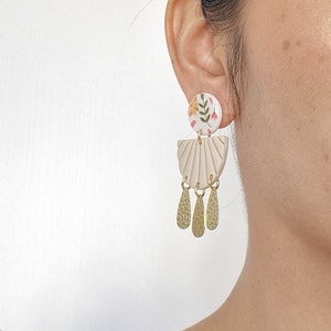 Boucles d'oreilles, fait main en France, modèle Reu-Dou Baï-Maï Pli Tung création originale by Sunisa, artiste franco-thaïe image 2