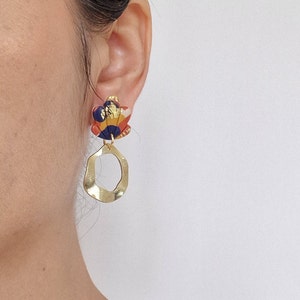 Boucles d'oreilles, fait main en France, modèle Dok-Maï Pa-Karang Création originale, by Sunisa, artiste franco-thaïe image 2