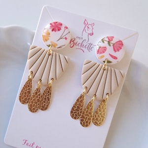 Boucles d'oreilles, fait main en France, modèle Reu-Dou Baï-Maï Pli Tung création originale by Sunisa, artiste franco-thaïe image 1