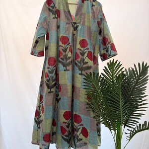 Marshal Woman Block Print Dress– Handcrafted Cotton Boho Maxi Dress – Indian Ethnic Summer Outfit – Artisan Printed Festival Wear Woman Gift