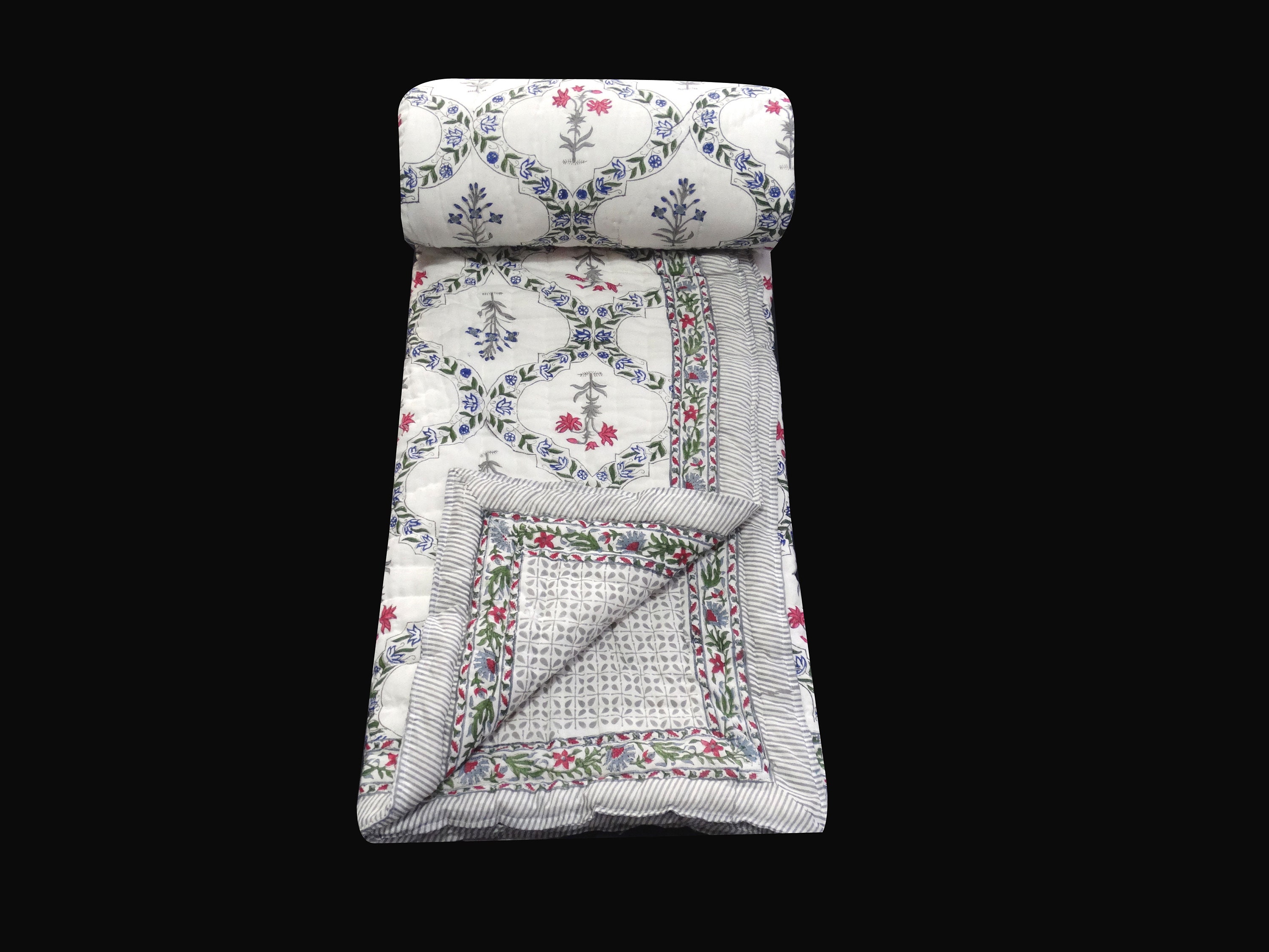 Indian Handmade Quilt 100 Cotton Block Print Handmade Quilts Etsy