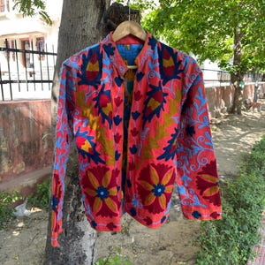 Bohemian Embroidered Women’s Coat, Embroidered Coat Ethnic Festival Wear, Vintage Suzani Jacket, Bohemian Embroidered Women’s Coat Gift,