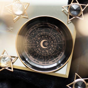 Ceramic star sign trinket dish, astrology, 10.5cm, smudge bowl, UK
