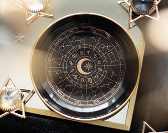 Ceramic star sign trinket dish, astrology, 10.5cm, smudge bowl, UK