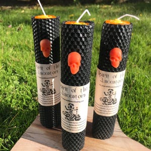 Beeswax Spell Candle: Herbal Altar Pillar Candle for Scrying