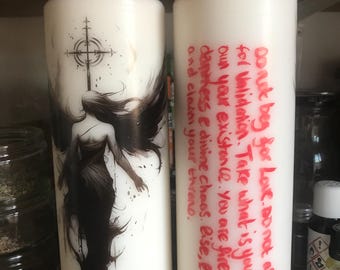 Lilith Spell Candle: Herbal Altar Pillar Candle, Witchy Goddess