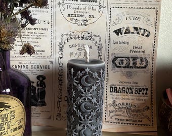 Gothic Witch Candle: Star and Moon celestial  Pillar Candle