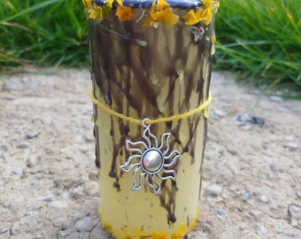 Solar Eclipse, Lunar Eclipse, Dressed candle, spell candle, herbal candle, witchy candle, altar candle, pillar candle