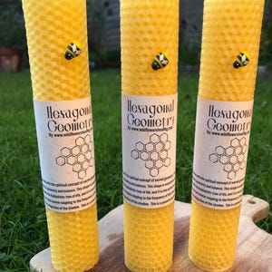 Hand-Rolled Beeswax Honeycomb Candle: Witchy Altar Pillar