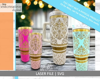 Damask Snowflake - 40oz Wrap Design Laser File SVG