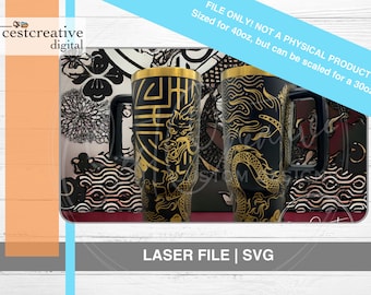 Dragon - 40oz Wrap Design Laser File SVG