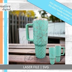 Herringbone Floral - 40oz Wrap Design Laser File SVG